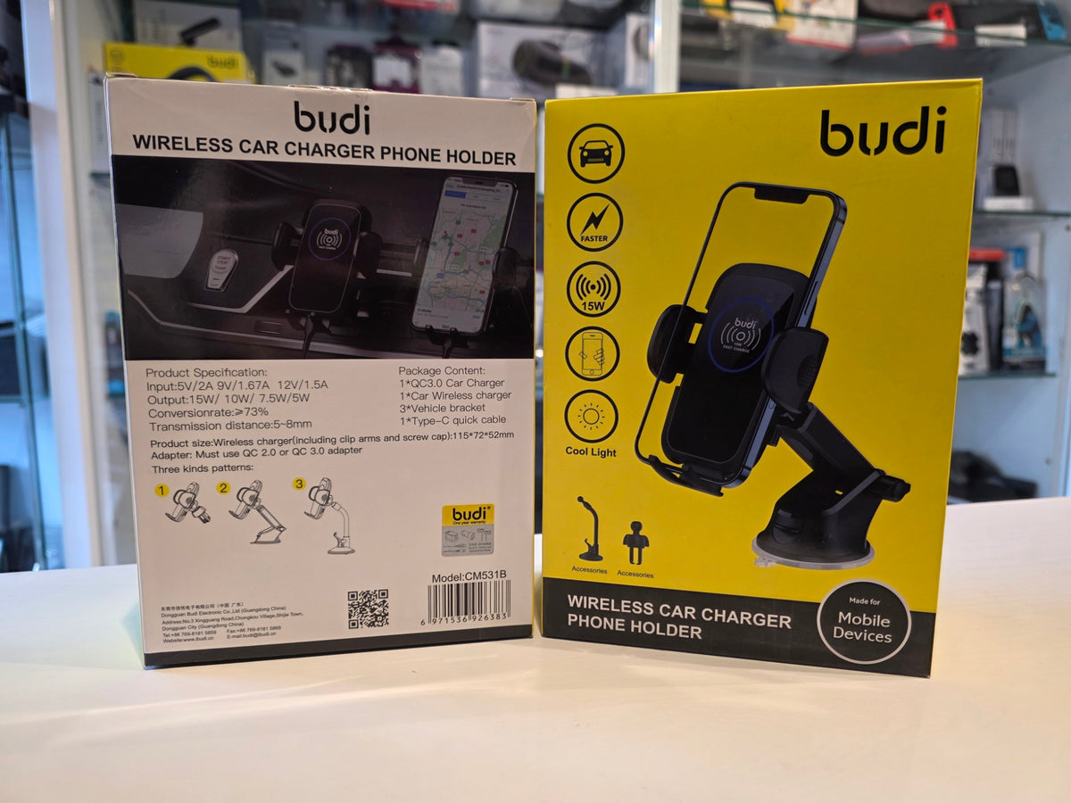 Budi 15W Wireless Charger Car Phone Holder - ALL-TEK Magherafelt