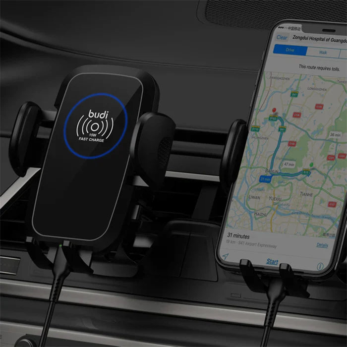 Budi 15W Wireless Charger Car Phone Holder - ALL-TEK Magherafelt