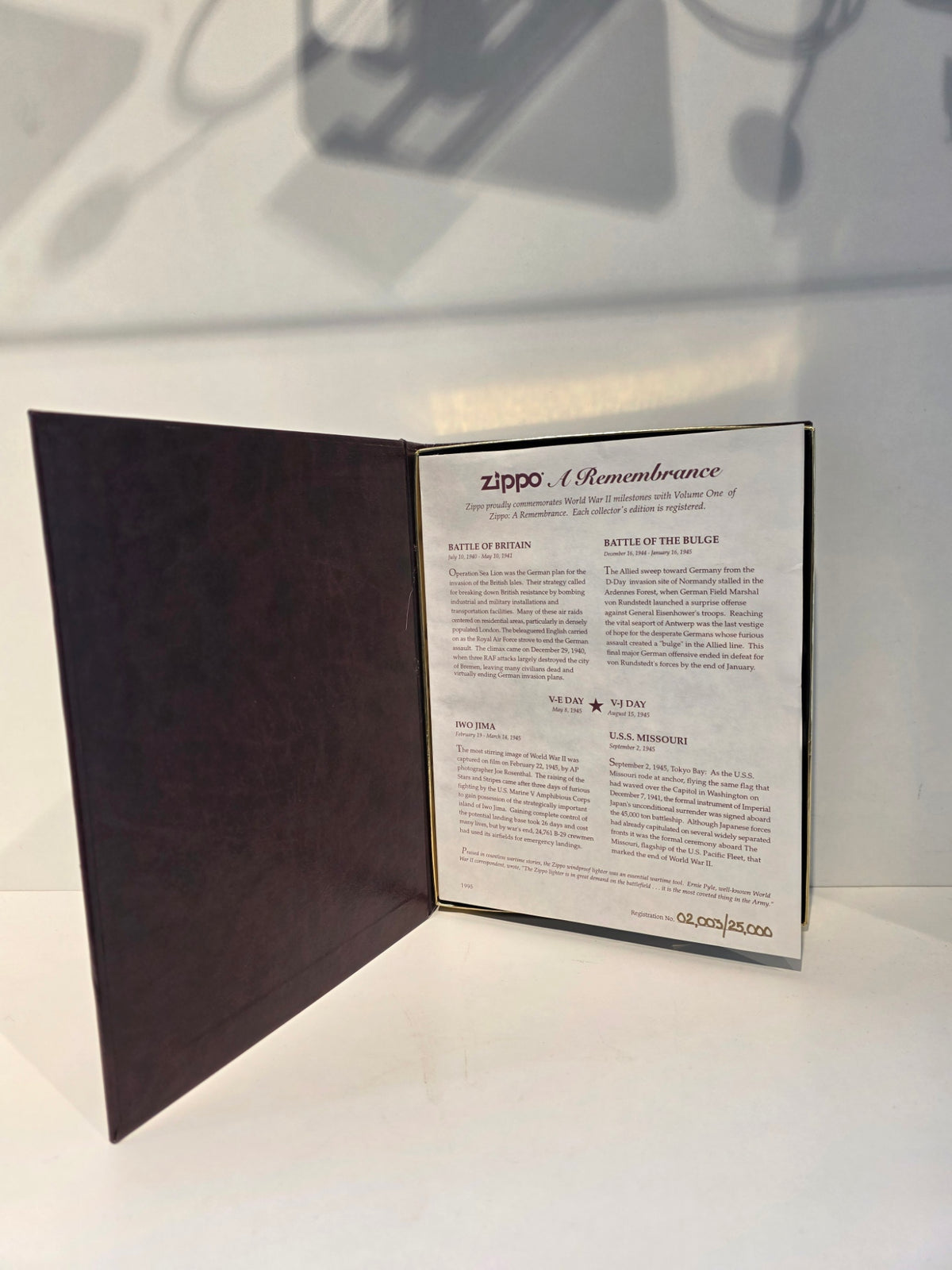 World War 2 Zippo Collection. A Remembrance polished Limited Edition